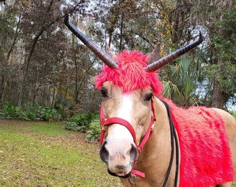 Alien Life Form Horse Costume - Red Horned Equine Costume - costume for horse