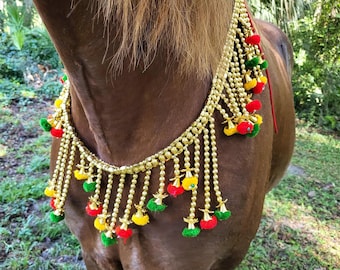 Golden Christmas Equine Necklace - Necklace for Horse or Draft - Jewelry for horses