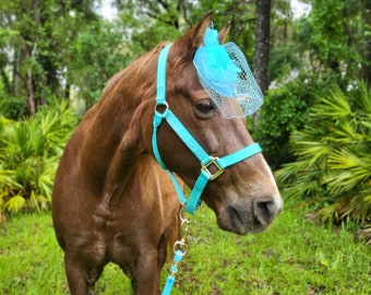 Sky Blue Equine Flirt Hat - Flower Hat for Horses or Minis - Equine Tack Costume - Ready to Ship