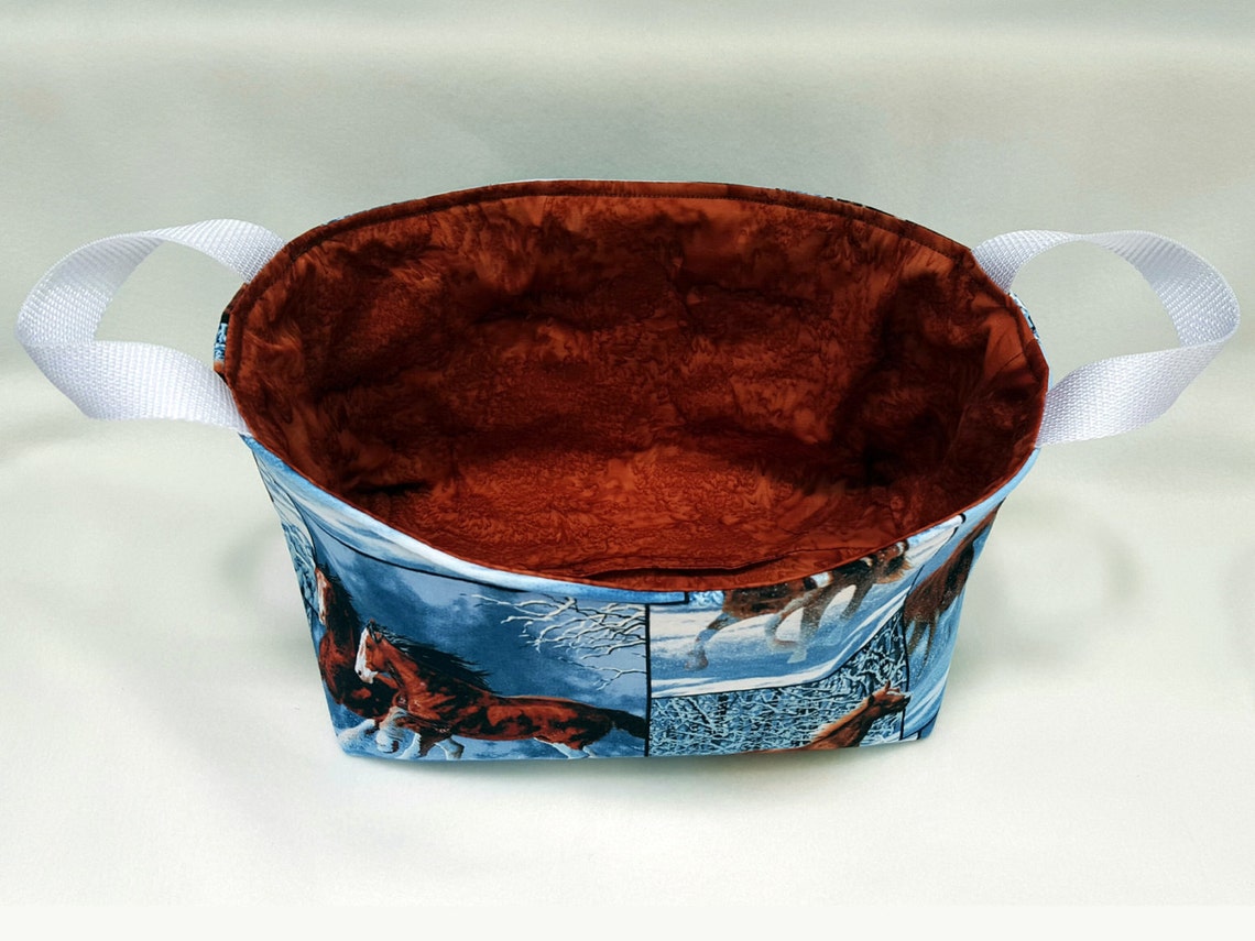 Wild Horses Fabric Grooming Caddy Reversible Fabric Bin Etsy