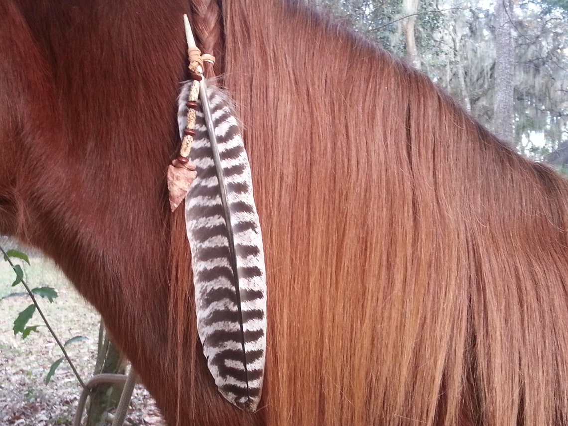 Arrowhead and Feather Equine Mane Tail or Hair Ornament Etsy