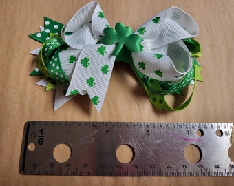 Shamrock Ribbon Bows for Horses or Goats or Alpacas - Equine Forelock, Mane or Tail Bow - St Patricks Day