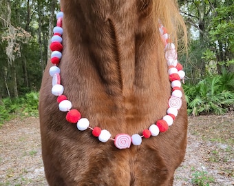 Peppermint Felted Wool Equine Necklace for any size equine