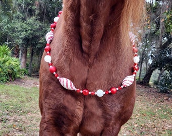 Peppermint Ball Necklace for any size Equine - Holiday Equine Necklace