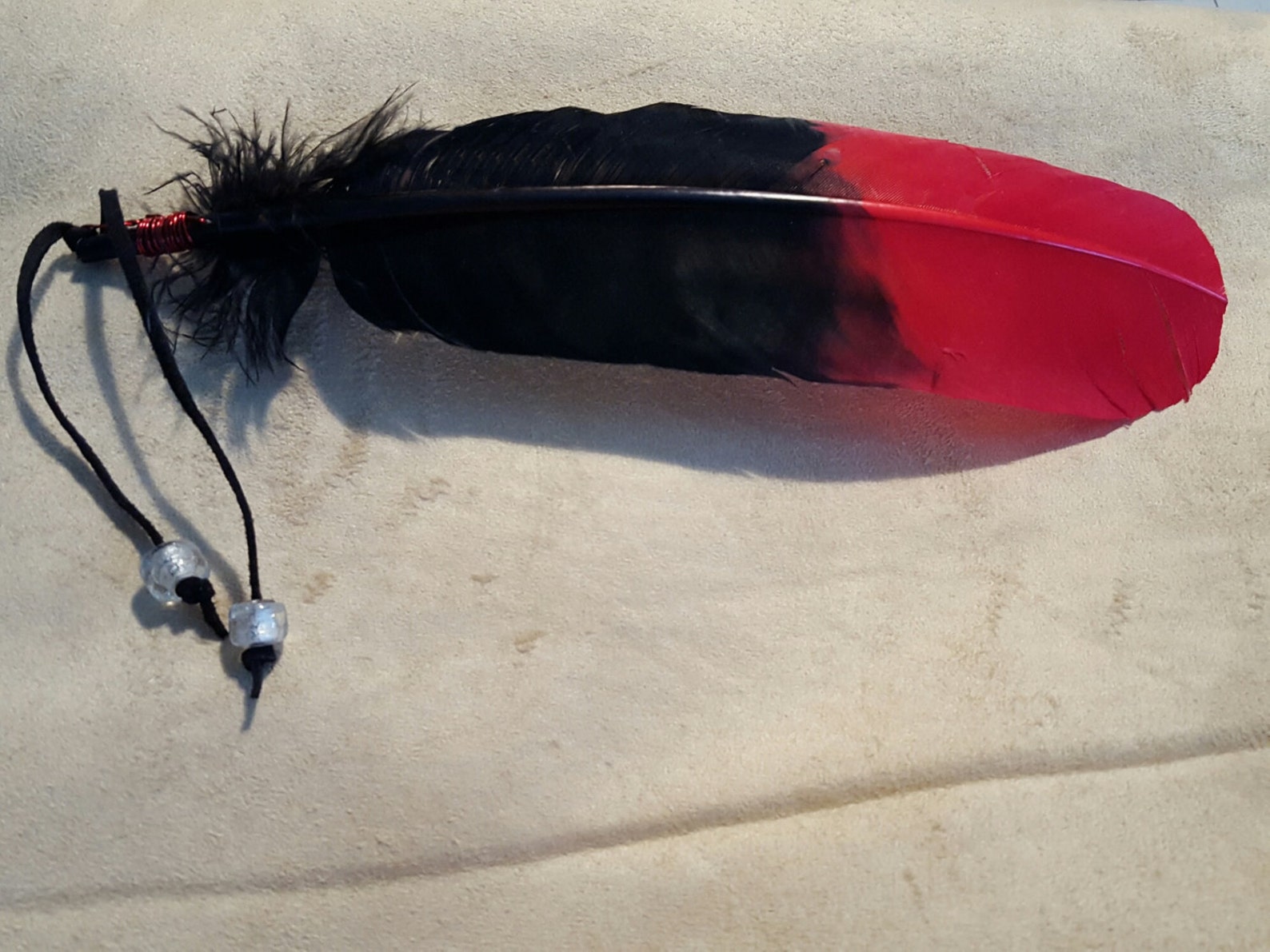Red Tipped Black Feather Equine Mane or Tail Dangler Ornament Etsy