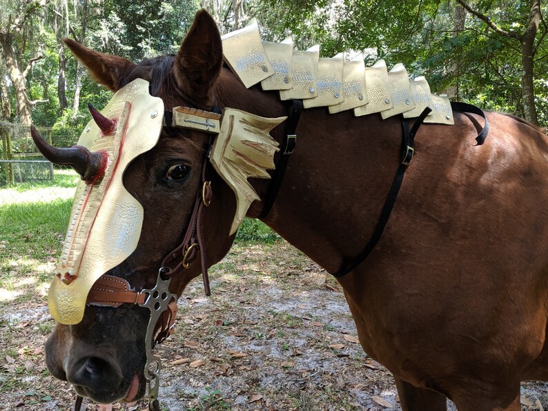 Criniere Medieval Equine Armor Barding Costume Dragon Scales Embossed Crinet Crest of Neck Foam Armor for horses or ponies