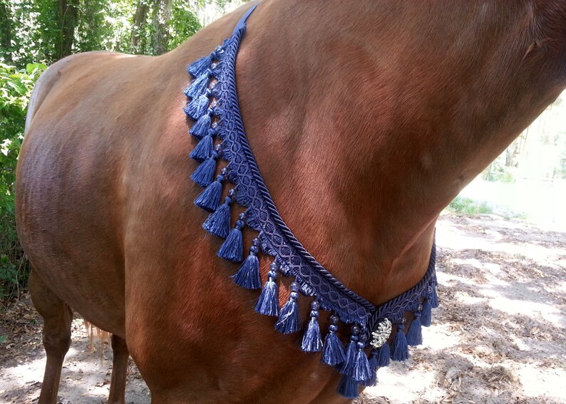 Navy Blue Arabian Style Breast Collar Blue Tasseled Horse Etsy