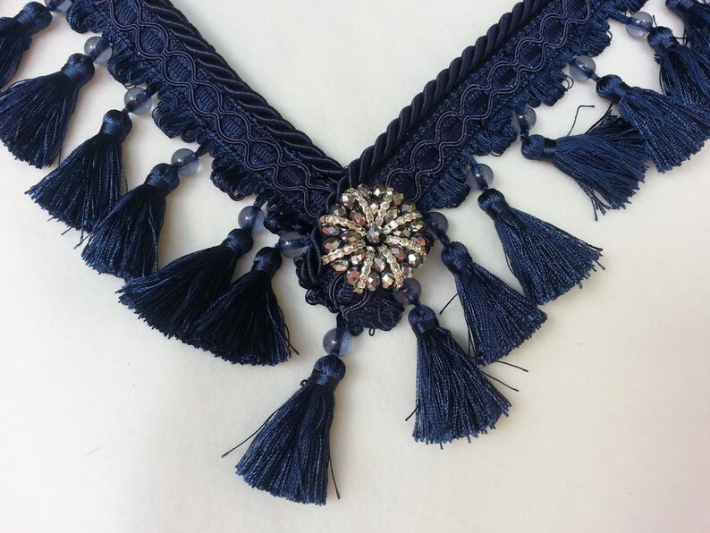 Navy Blue Arabian Style Breast Collar Blue Tasseled Horse Etsy