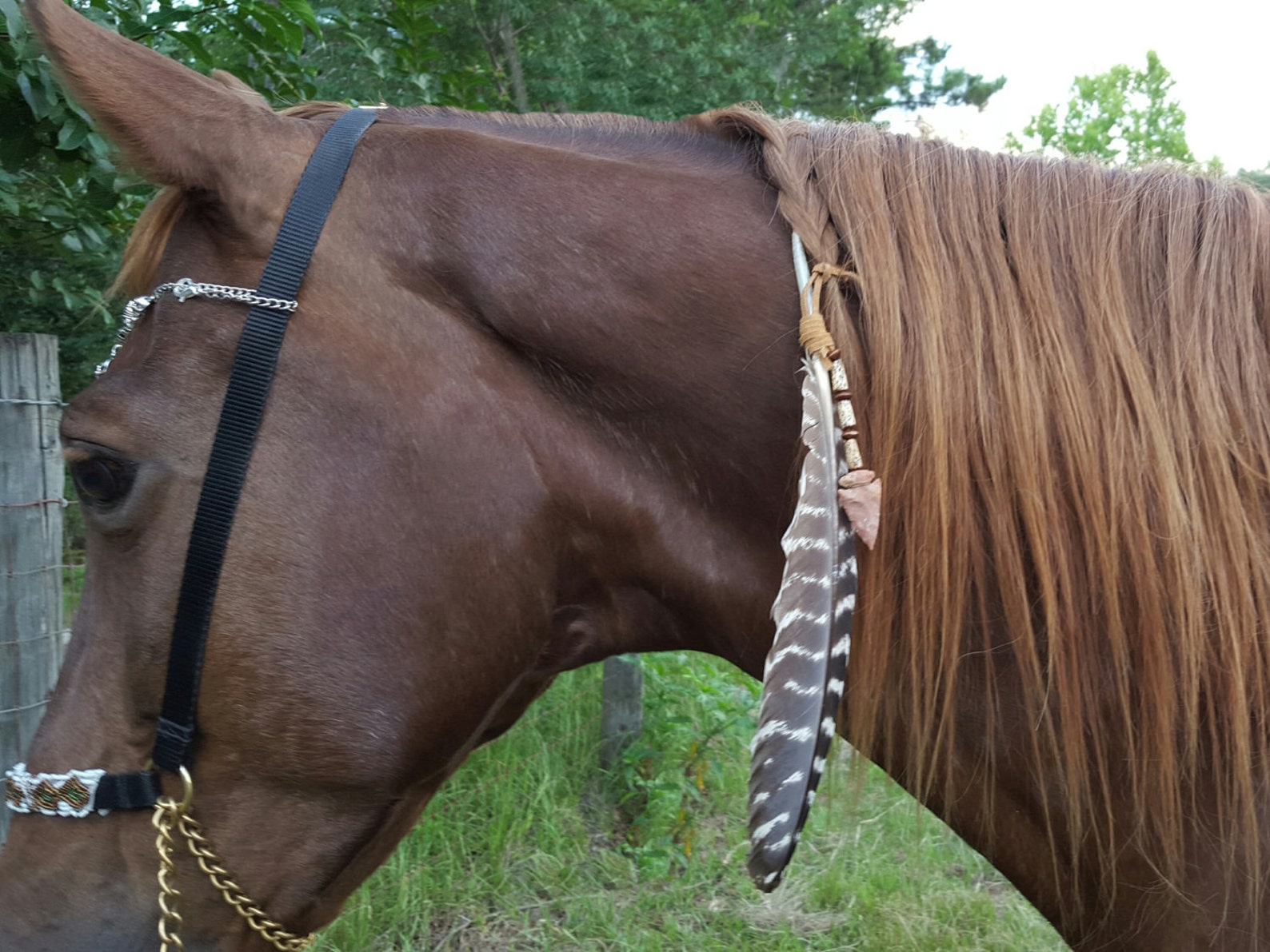 Arrowhead and Feather Equine Mane Tail or Hair Ornament Etsy