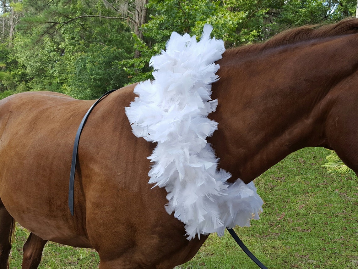 White Feather Boa Equine Necklace White Feather Horse Breast Etsy