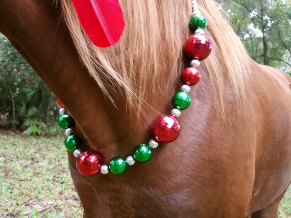 Christmas Ball Necklace for Horses Holiday Equine Necklace Red Green Horse Costume Etsy Singapore