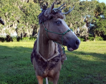 Faux Fur Equine Necklace Breast Collar - Deer Reindeer Bear Equine Costume - 6 colors