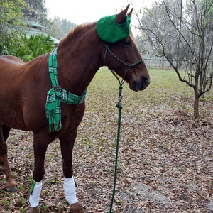 Plaid Equine Scarf in 3 colors - Cashmere Horse Neck Wrap - Scarf for Horse in green red or purple plaid colors