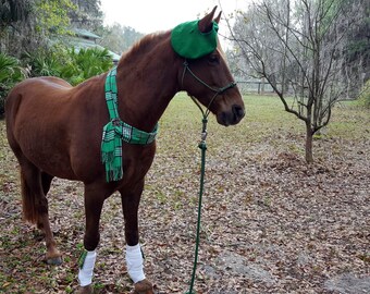 Plaid Equine Scarf in 3 colors - Cashmere Horse Neck Wrap - Scarf for Horse in green red or purple plaid colors