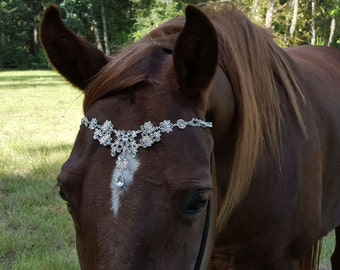 Faux Diamond Browband for Pony, Horse or Draft - Equine Bling Tack Brow Band Jewelry -  Horse Lover Gift