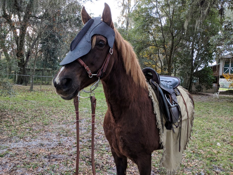 Woodsman Chanfron Horse Face Armor in Aged Leather Color Etsy