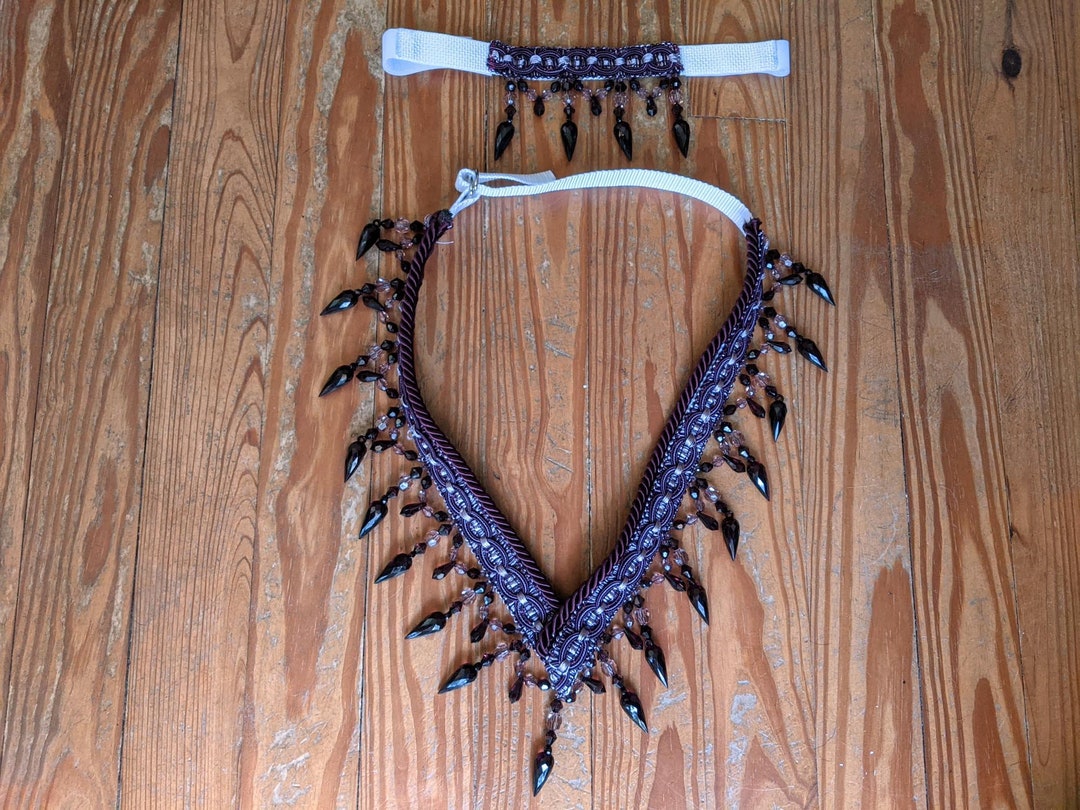 Purple Beaded Tassel Breast Collar and Browband for Miniature Etsy