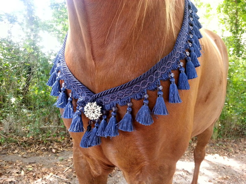 Navy Blue Arabian Style Breast Collar Blue Tasseled Horse Etsy