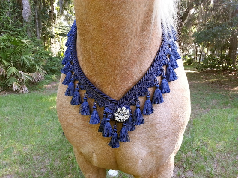 Navy Blue Arabian Style Breast Collar Blue Tasseled Horse Etsy