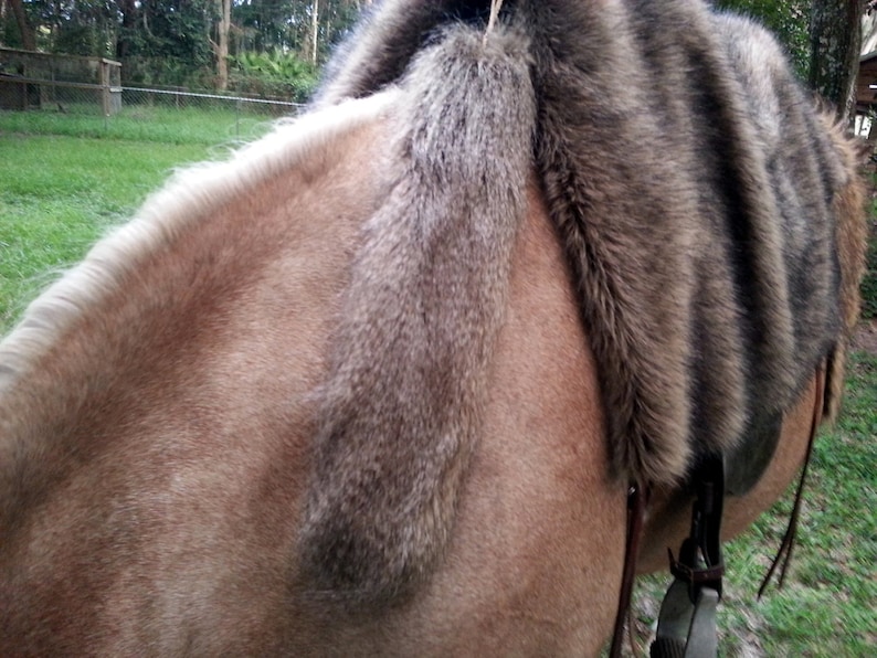 Equine Costume Fake Brown Wolf Tail Viking Horse Costume Faux Fox Pelt American Indian Style Horse Costume