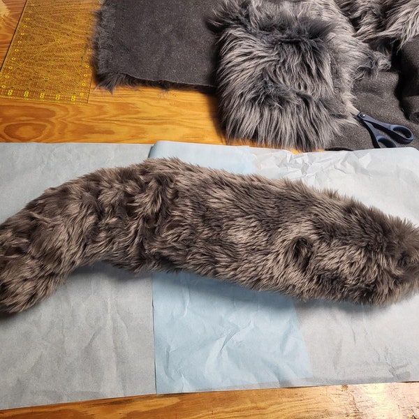 Faux Gray Wolf Tail - Equine Wolf Costume - Horse Wolf Costume