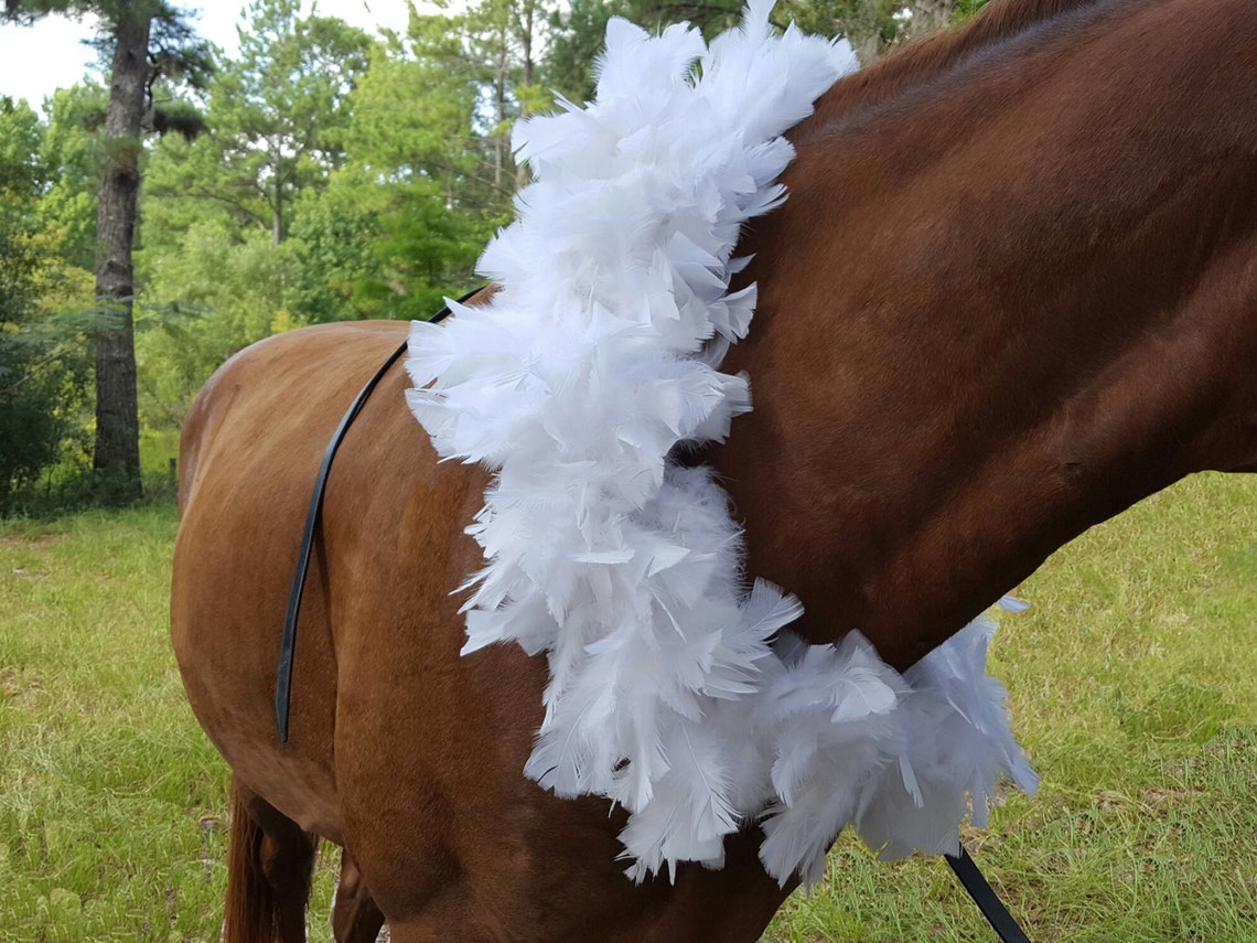 White Feather Boa Equine Necklace White Feather Horse Breast Etsy