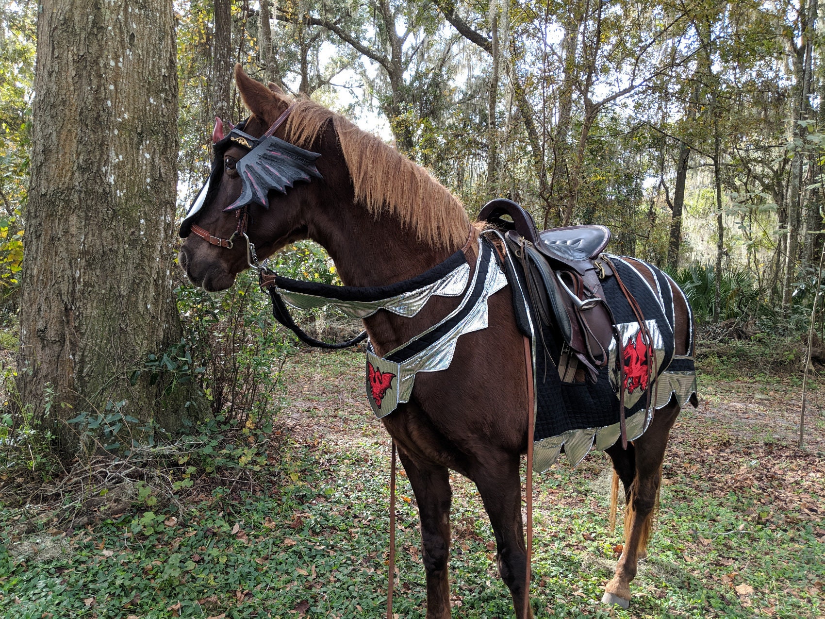 Red Dragon Slayer Horse Costume Medieval Barding Costume Etsy