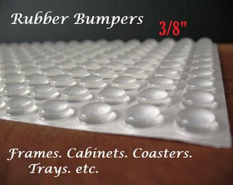 3/8" BUMPERS Clear Rubber Feet Self Adhesive Sticky Back Non Slip Bumpons Picture Frame Cabinet Door Drawer Craft Coaster Tray Cutting Board