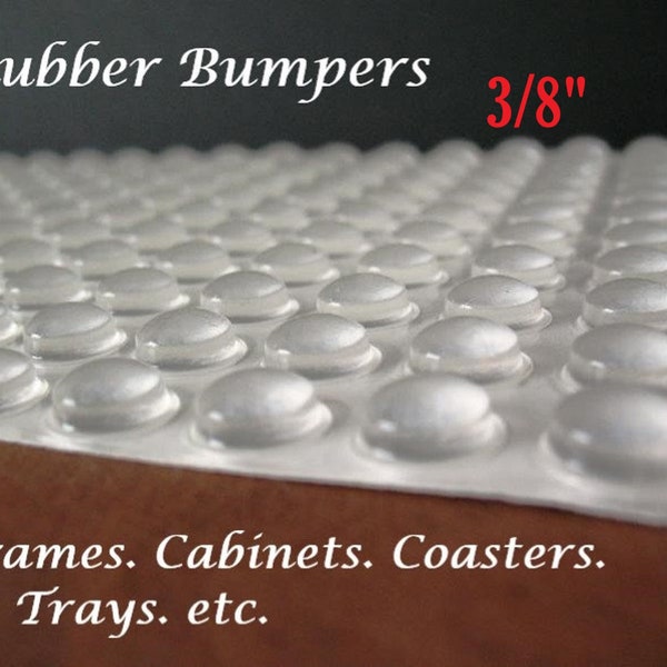 3/8" BUMPERS Clear Rubber Feet Self Adhesive Sticky Back Non Slip Bumpons Picture Frame Cabinet Door Drawer Craft Coaster Tray Cutting Board