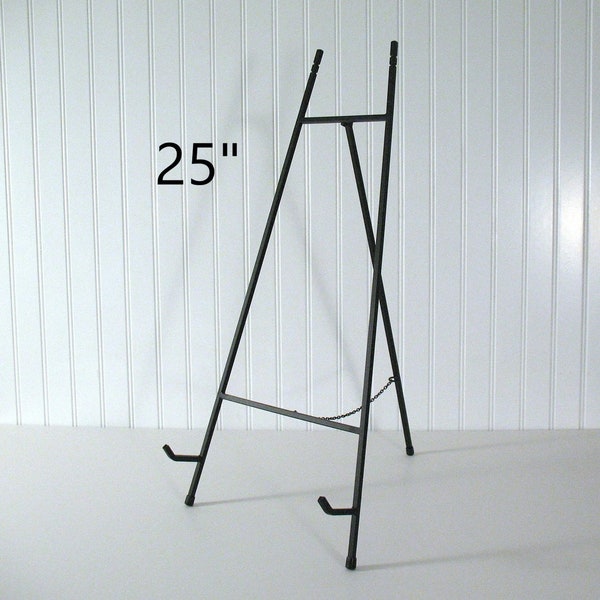 25" Tall TABLE EASEL Large Black Metal Tabletop - Home Wedding Office Display- Framed Pictures Signs Chalkboards Decorative Iron Art Stand