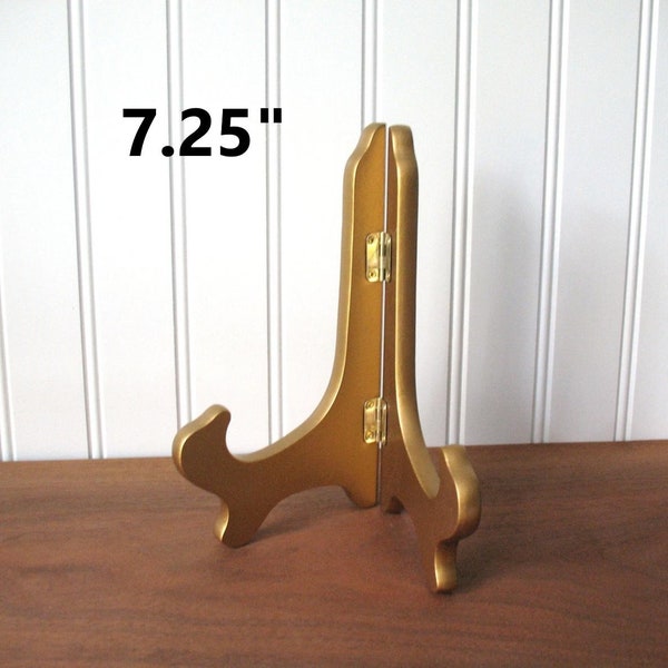 7.25" Tall GOLD EASEL Wood Table Top / Shelf Display Wedding Table Numbers Signs Picture Frames Mirrors Photo Books Chalkboards Plate Stands