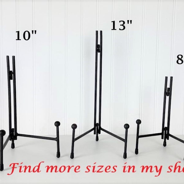 10" MINIMALIST EASEL Black Metal Wrought Iron Stand Straight Simple Style Tabletop Display Frames Pictures Books Signs Art Large Table Top