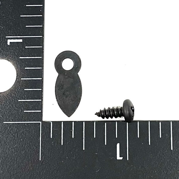 13/16" TURN BUTTONS w/ 3/8" Screws -Small Flat Black Metal Tabs for Wood Picture Frames Holds Backing Easel Glass - Framing & Craft Supplies