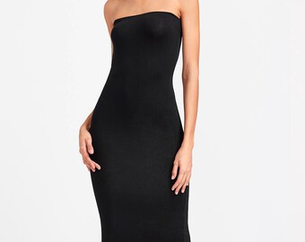 bandeau dress in midi length