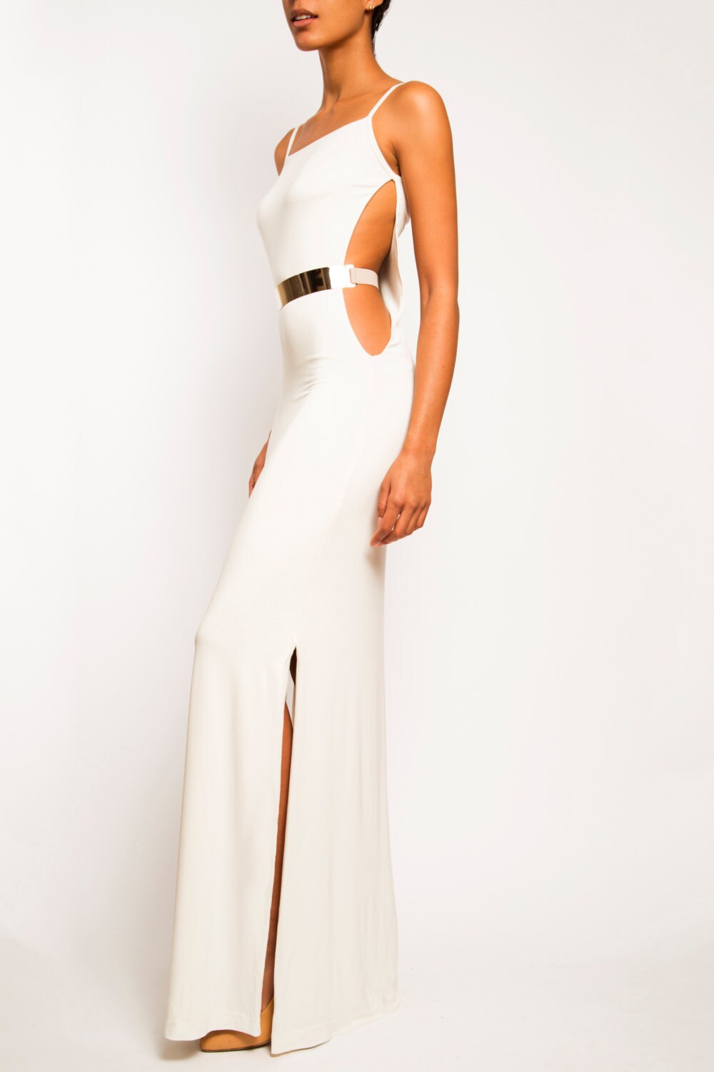 white side slit dress