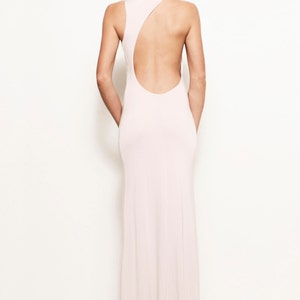 LAUREN Grecian Backless Asymmetrical Jersey Maxi Wedding Prom Dress Ruched Sexy Column Gown Fashion Nova Kendall Jenner Kim Kardashian image 3