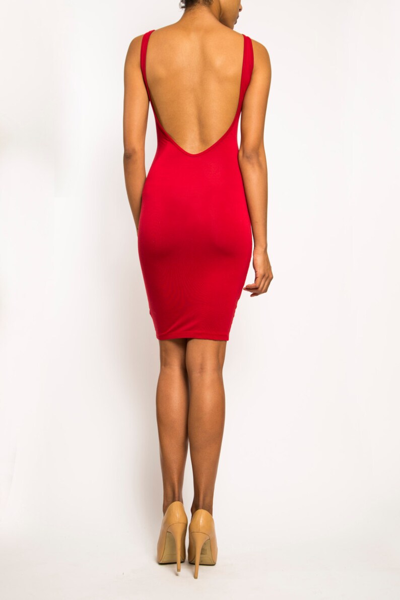 Samantha Backless Open Back Jersey Bodycon Mini Short Dress Etsy