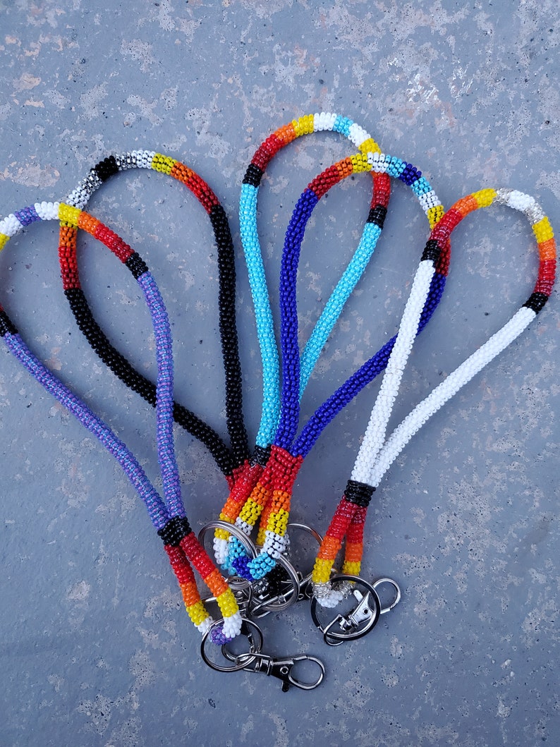 Beaded Wristlet Native Beadwork Ojibwe Beaded Keychain Etsy