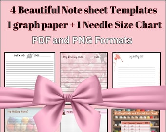 Digital Download Knitting Journal Templates: Note Sheets, Graph Paper, Needle Chart (PDF, PNG)