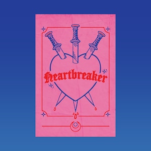Póster con ilustración tipográfica de cartas del Tarot "Rompecorazones" *DESCARGA DIGITAL*