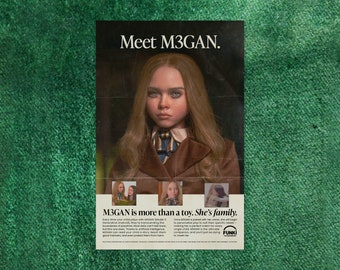 M3GAN - Filme de Terror - Cartaz Tipográfico Vintage em Estilo de Anúncio *DOWNLOAD DIGITAL*