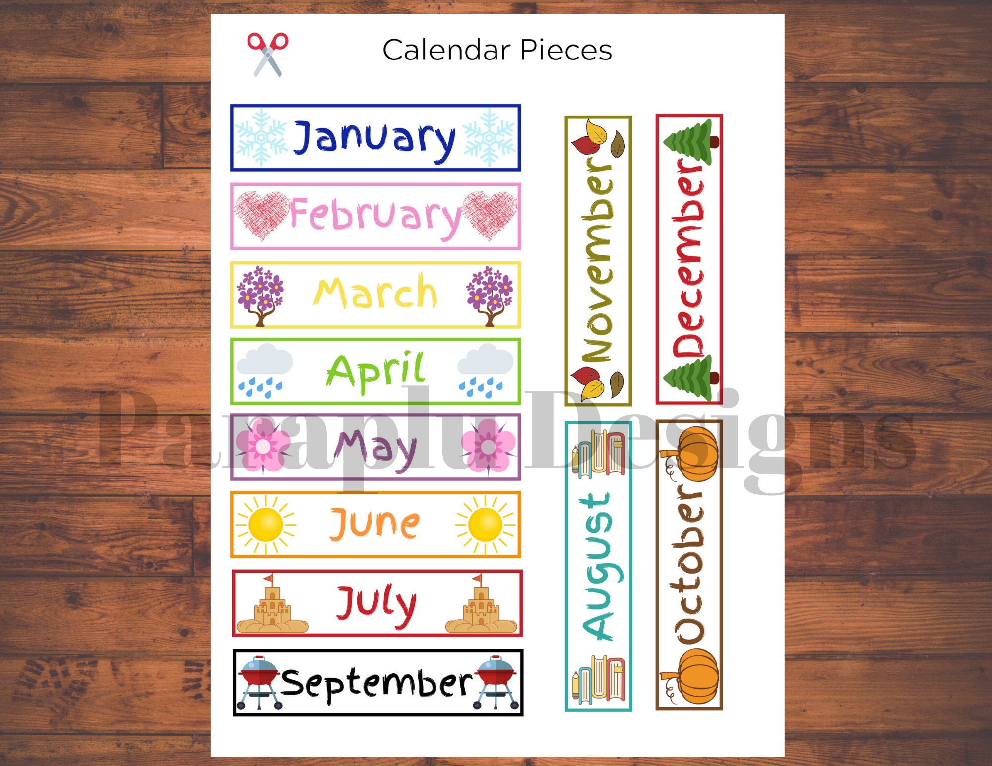 Children's Perpetual Calendar Printable- Easy to Assemble! - Etsy