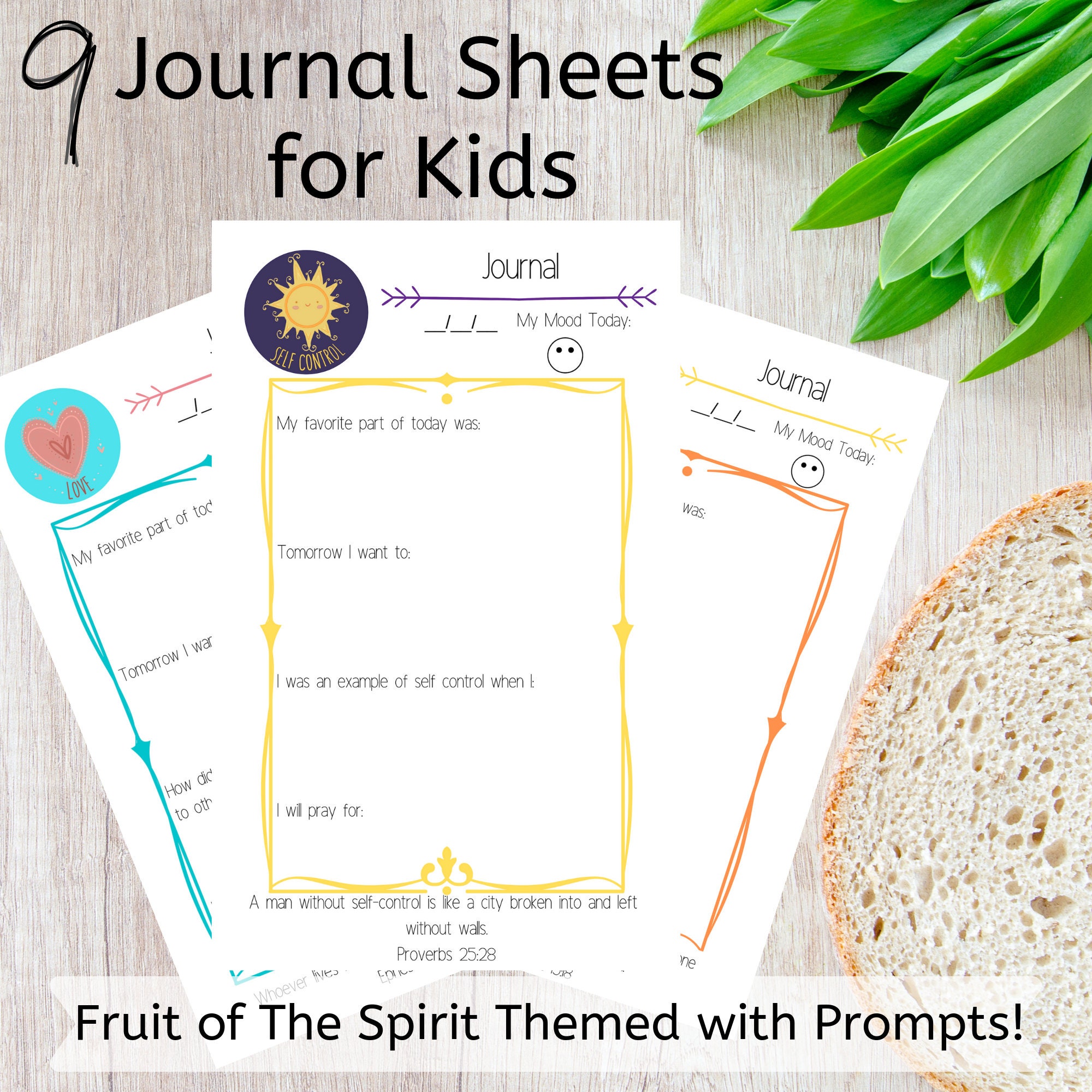 Set of 9 Printable Journal Sheets for Kids With Prompts Instant ...