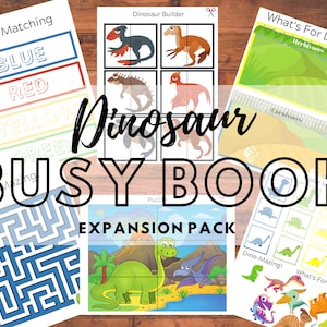Dinosaur Busy Book Toddler to Preschool - Maze, Puzzle, Mix and Match, Create A Scene, Color Matching DIY Printable Quiet Time Activity Book