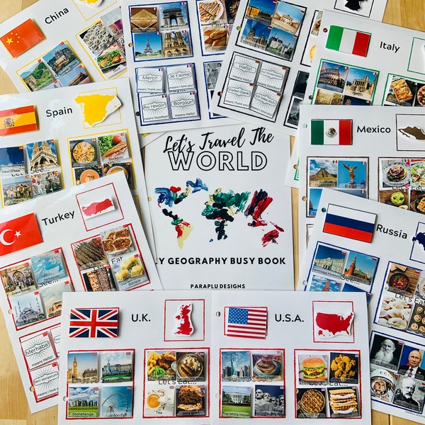 Geography Busy Book - Let's Travel The World! History, Foreign Language Quiet Time Activity
