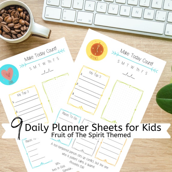 Set of 9 Printable Daily Planner Sheets for Kids Instant - Etsy