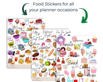 FOOD Digital Stickers for GoodNotes Planner, Junk Food Digital Planner Stickers, Healthy Food Stickers, Food Clipart, PNG Files