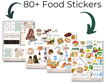 Healthy Food Digital Planning Stickers for Goodnotes planner, digital png stickers