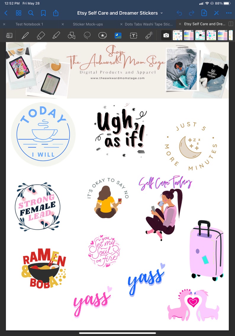 SELF-CARE Affirmation Digital Planner Stickers, Goodnotes stickers, PNG Files, For Digital Planners, Digital Journals, Digital Notebooks image 8