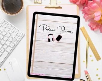 Personal podcast planner, colorful daily episode goal planning tool, digital download planner design customizable personalized